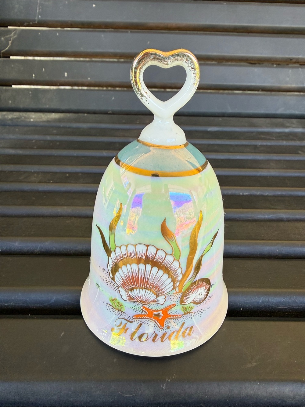 Iridescent Florida Souvenir Bell with Seashell Motif
